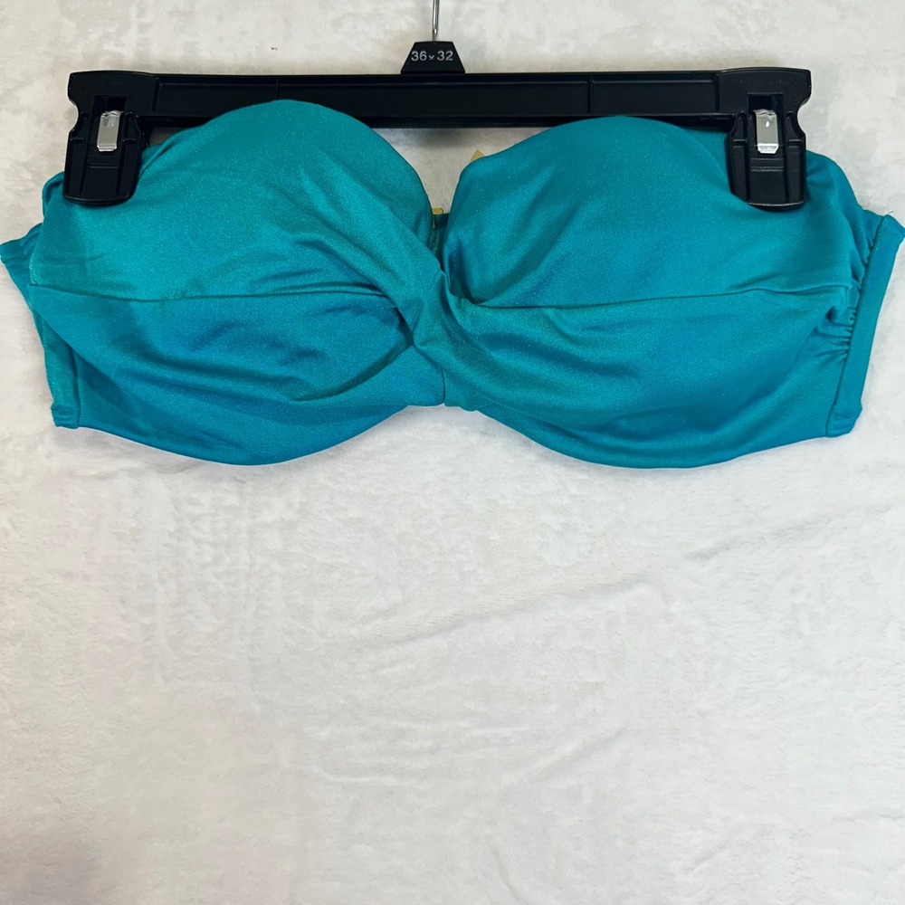 Victoria's Secret Bikini Top 36C Teal Blue  Shimmer Bandeau Womens